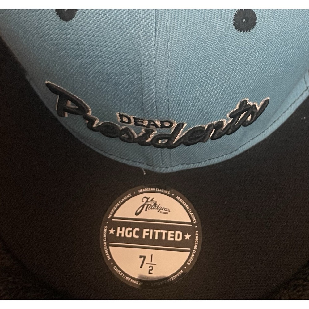 Dead Presidents 1995 Blue & Black Embroidery Graphic Fitted Size 7 1/2 Hat